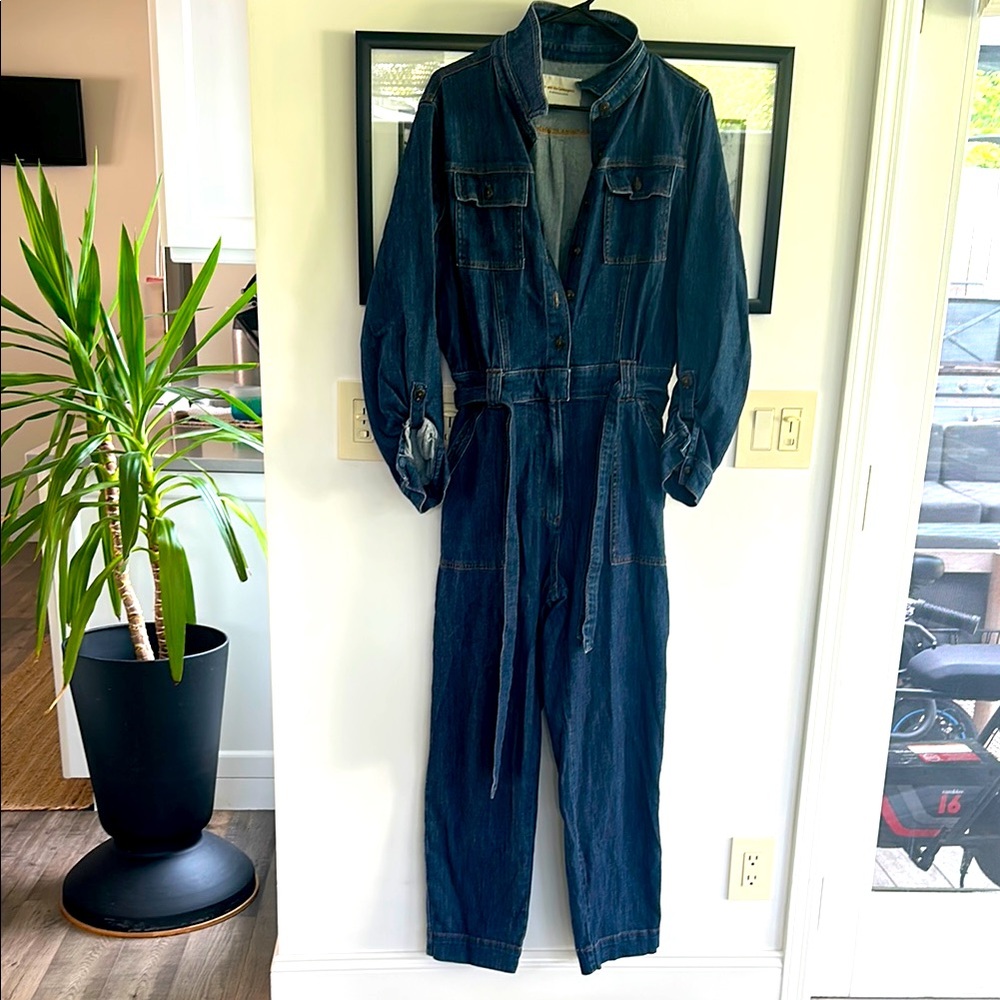 Anthropologie dark denim jumpsuit size medium